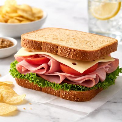 Ham and swiss on honey wheat