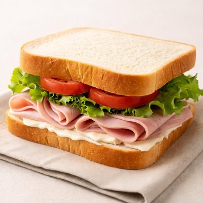 Ham and turkey sandwich white bread and mayo