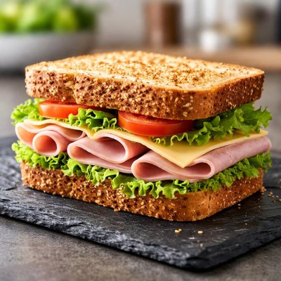 Ham cheese and lettuce sandwich