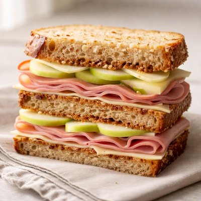 Ham cheese apple sandwhich