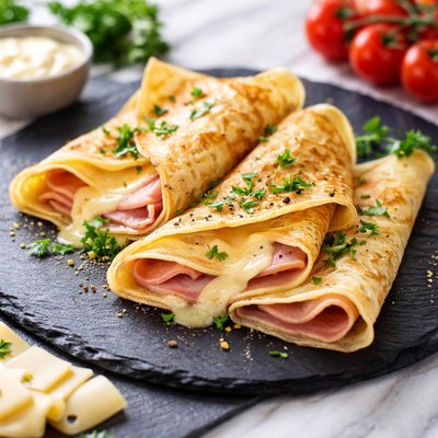 Ham cheese crepes