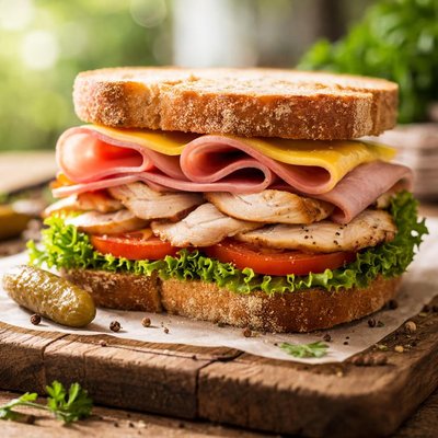 Ham chicken cheese sandwhich