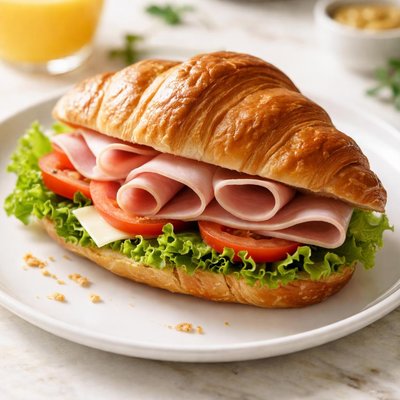 Ham croissant sandwich