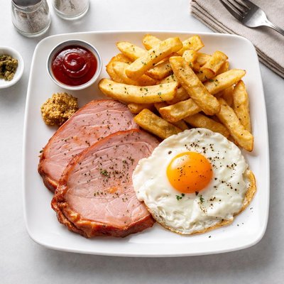 Ham egg and chips