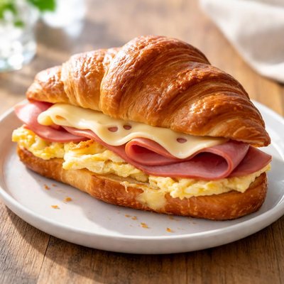 Ham egg swiss croissant