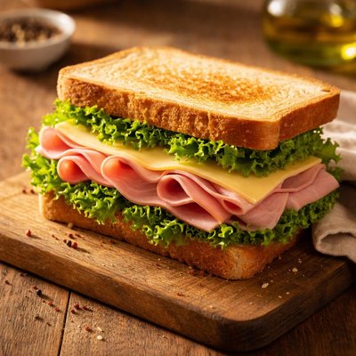 Ham lettuce cheese sandwich