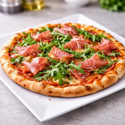 Ham rukkola pizza