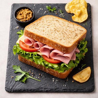 Ham sandwich honey wheat bread