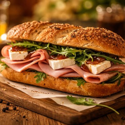 Ham sandwich with brie