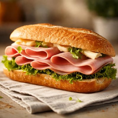 Ham sandwich with butter