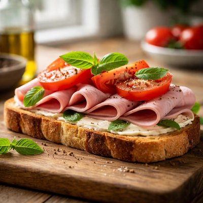 Ham tomato toast