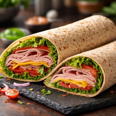 Ham turkey cheese wrap foot long