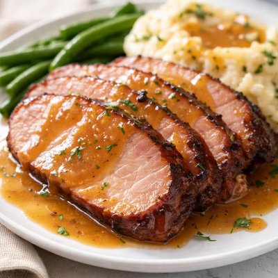 Ham with gravy