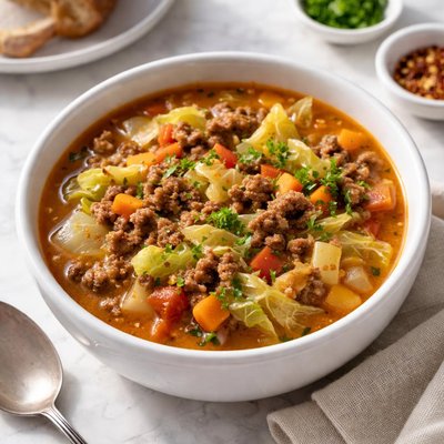 Hamberger cabage vegtible soup