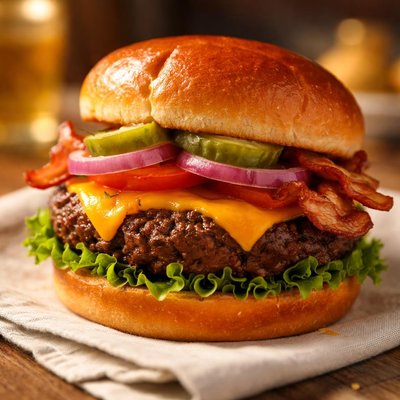 Hamburger on hawaiian bun