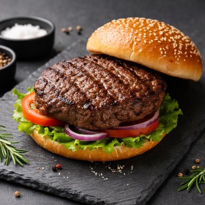 Hamburger patty with bun