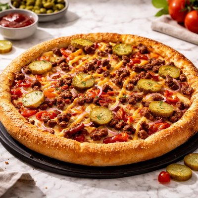 Hamburger pizza from pizza hut