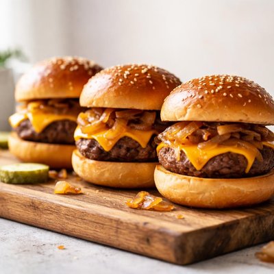 Hamburger slider cheese onions