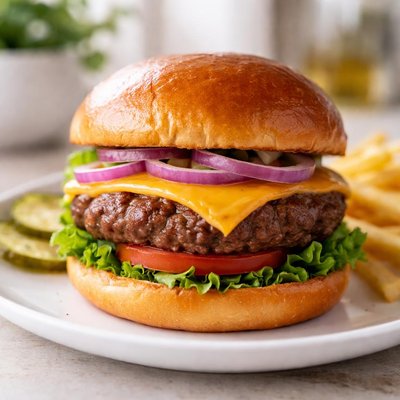 Hamburger with brioche bun