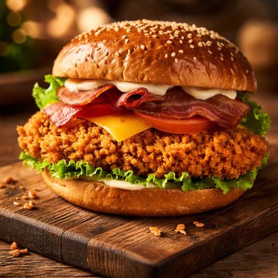 Hamburguesa de pollo crujiente