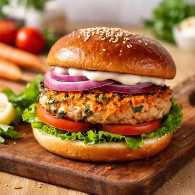 Hamburguesa de pollo y zanahoria