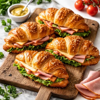 Haml and cheese croissants