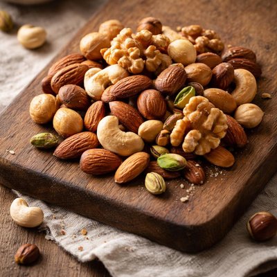 Hand full of mixed nuts