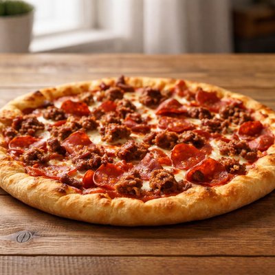 Hand tossed meat pizza