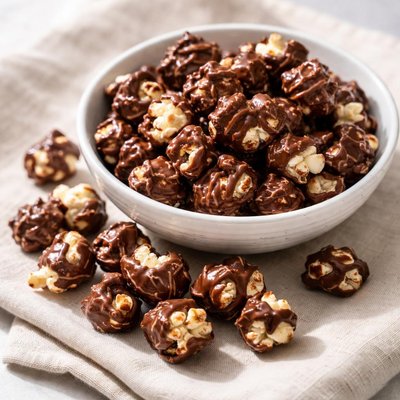 Handful chocolate popcorn