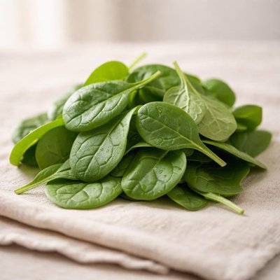 Handful of organic spinach leaves