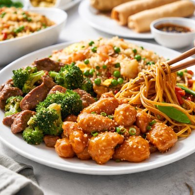 Happy family chinese takeout