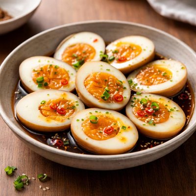 Hard boiled egg with soya sauce