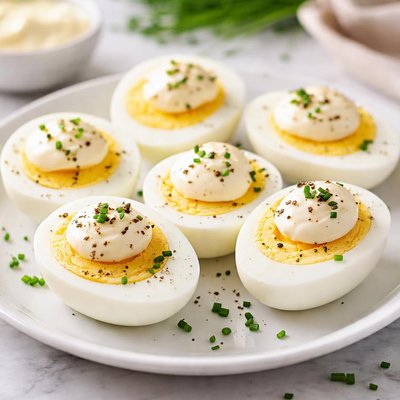 Hard boiled eggs with mayonnaise