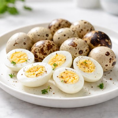 Hard boiled quail eggs