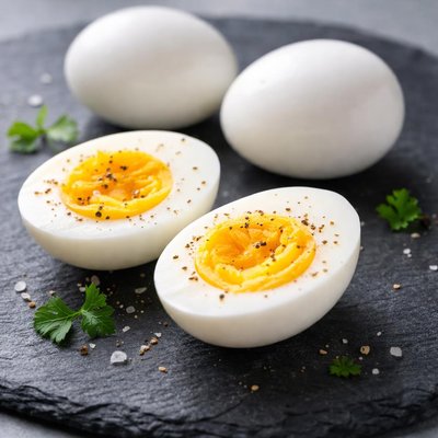 Hard boiled white egg