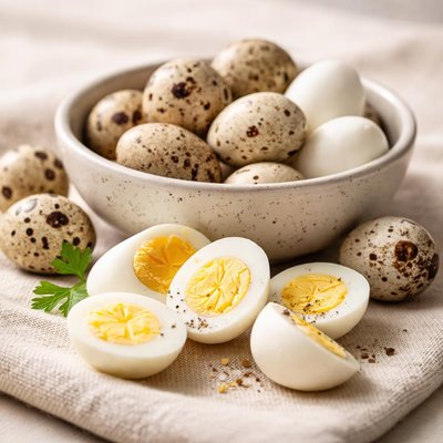 Hardboiled quail eggs