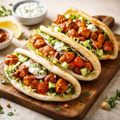Harissa chicken pita