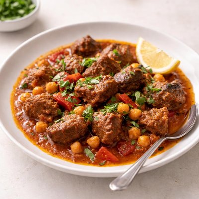 Harissa lamb chickpea stew