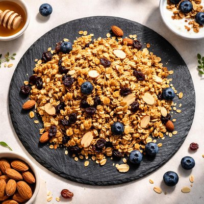 Harvest crunch almond raison granola
