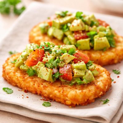 Hash brown with avocado