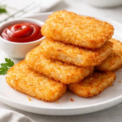 Hash brown with ketchup