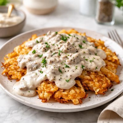 Hash browns with gravy