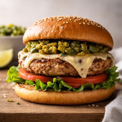 Hatch chilie turkey burger