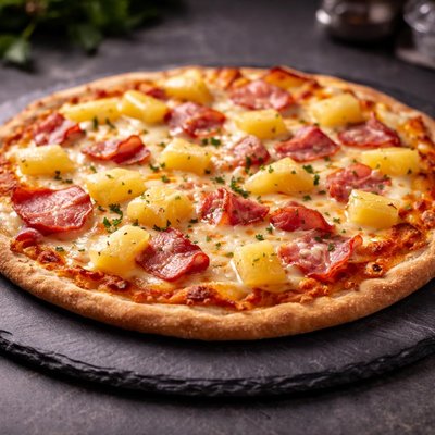 Hawaiian thin crust pizza