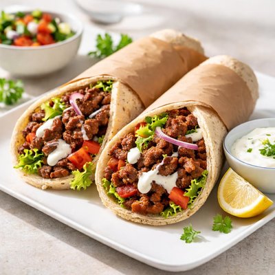 Healthy beef shawarma with protein bread