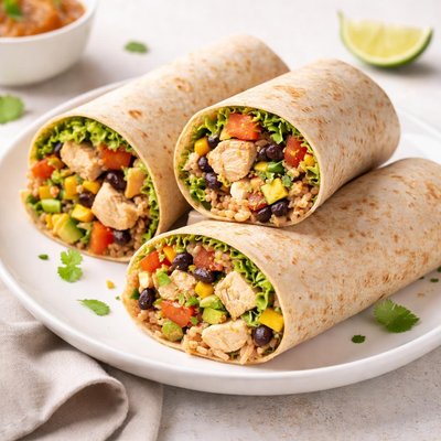 Healthy chicken burrito wrap
