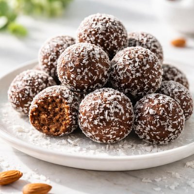 Healthy chocolate coconut balls
