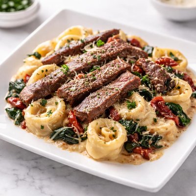 Healthy meals direct creamy tuscan tortellini with steak