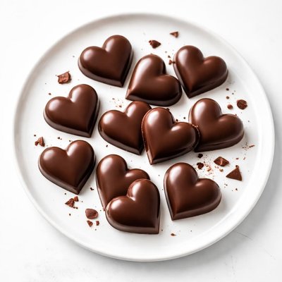 Heart-shaped chocolate pieces