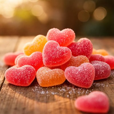 Heart-shaped gummy candy